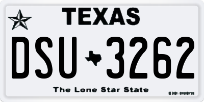 TX license plate DSU3262