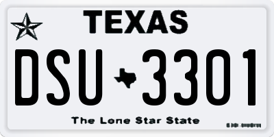 TX license plate DSU3301