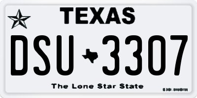 TX license plate DSU3307