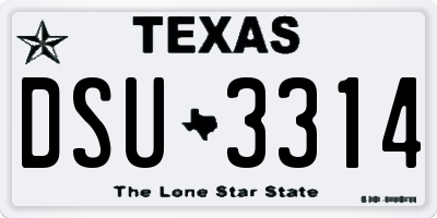 TX license plate DSU3314