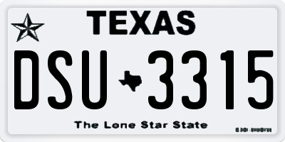 TX license plate DSU3315