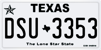TX license plate DSU3353