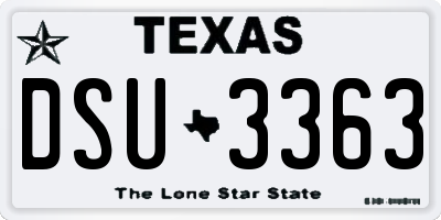 TX license plate DSU3363
