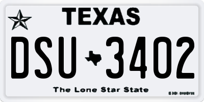 TX license plate DSU3402