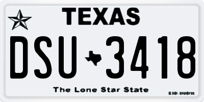 TX license plate DSU3418