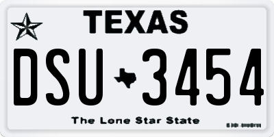 TX license plate DSU3454