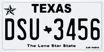TX license plate DSU3456
