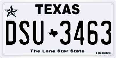 TX license plate DSU3463