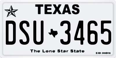 TX license plate DSU3465