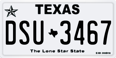 TX license plate DSU3467