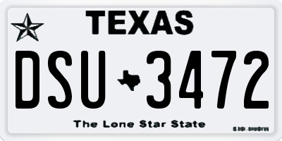 TX license plate DSU3472