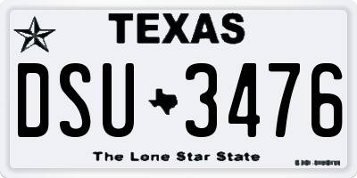 TX license plate DSU3476