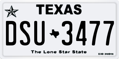 TX license plate DSU3477