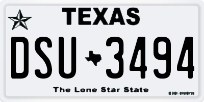 TX license plate DSU3494