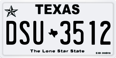 TX license plate DSU3512