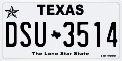 TX license plate DSU3514