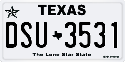 TX license plate DSU3531