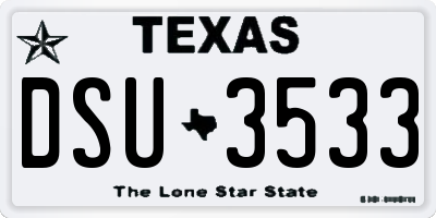 TX license plate DSU3533