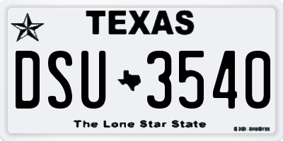 TX license plate DSU3540
