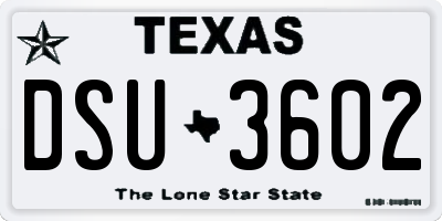 TX license plate DSU3602