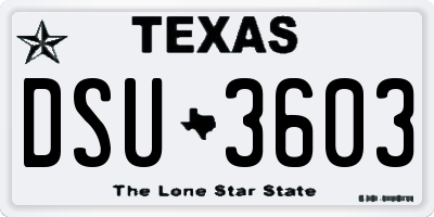 TX license plate DSU3603