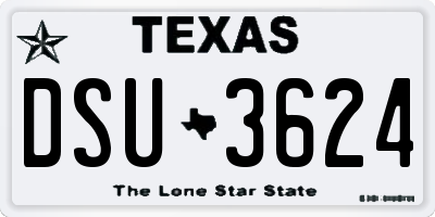 TX license plate DSU3624