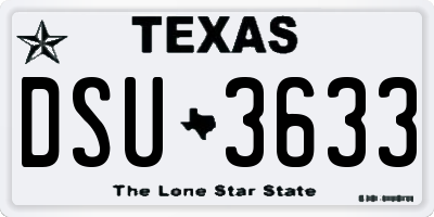 TX license plate DSU3633