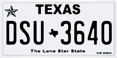 TX license plate DSU3640