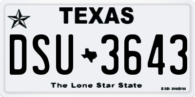 TX license plate DSU3643
