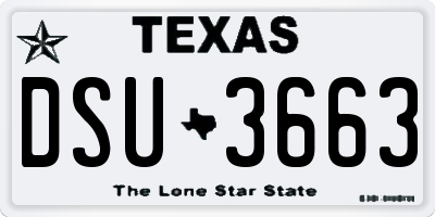 TX license plate DSU3663