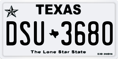 TX license plate DSU3680