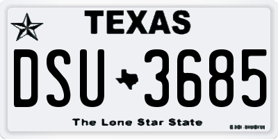 TX license plate DSU3685
