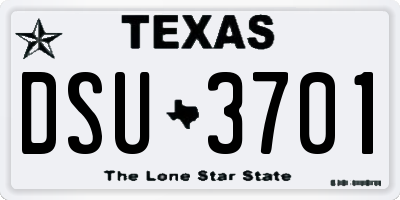 TX license plate DSU3701