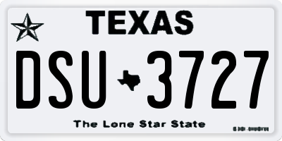 TX license plate DSU3727