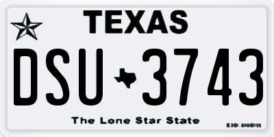 TX license plate DSU3743