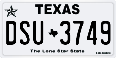 TX license plate DSU3749