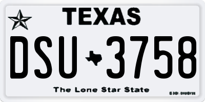 TX license plate DSU3758