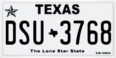 TX license plate DSU3768