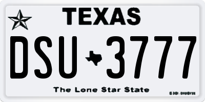 TX license plate DSU3777