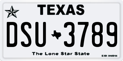 TX license plate DSU3789