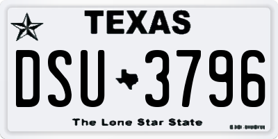 TX license plate DSU3796