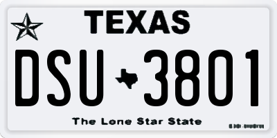 TX license plate DSU3801
