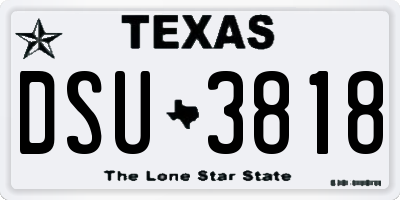 TX license plate DSU3818