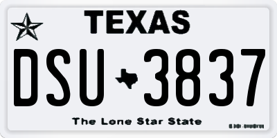 TX license plate DSU3837