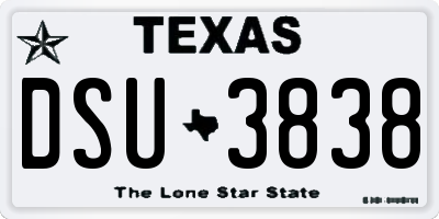 TX license plate DSU3838