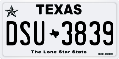 TX license plate DSU3839