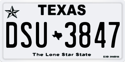 TX license plate DSU3847