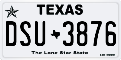 TX license plate DSU3876