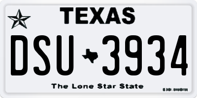 TX license plate DSU3934