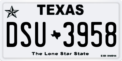 TX license plate DSU3958